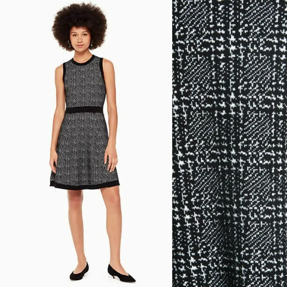 Kate Spade New York Houndstooth Mod Sweater Dress - Black/White S